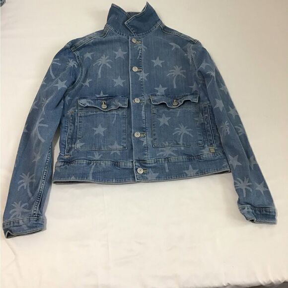 LulaRoe Denim Trucker Style Print Jean Jacket Size Small - Picture 8 of 11
